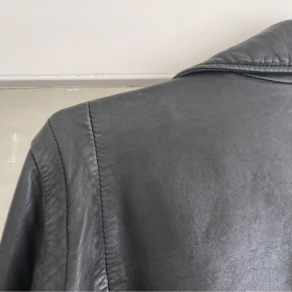 Madewell The Washed Leather Motorcycle Jacket in Black Size Large - Picture 9 of 13